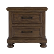 Pemberly Row Solid Wood 2-Drawer Nightstand with USB-A/USB-C Charging in Brown
