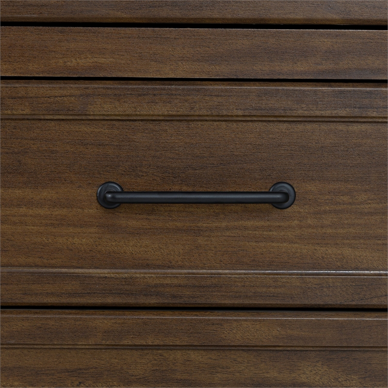Pemberly Row Solid Wood 2-Drawer Nightstand with USB-A/USB-C Charging in Brown