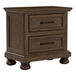 Pemberly Row Solid Wood 2-Drawer Nightstand with USB-A/USB-C Charging in Brown