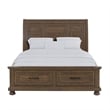 Pemberly Row Queen Storage Bed with Sleigh Headboard & 2 Drawers in Brown