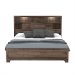 Pemberly Row Queen Bookcase Bed w/ USB Charging & LED Lights & Storage Drawers