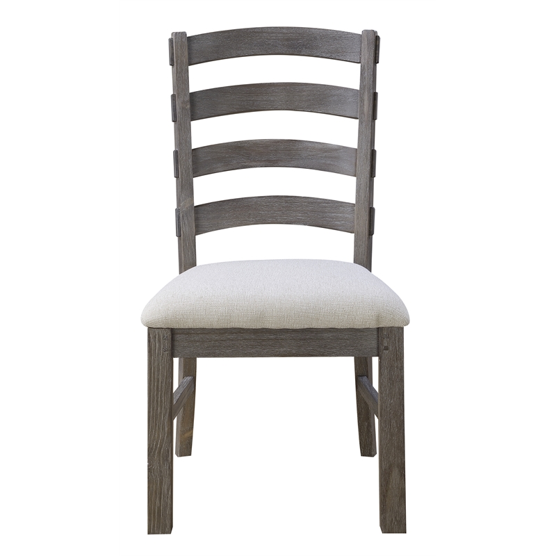 Pemberly Row Upholstered Ladder Back Dining Chairs (Set of 2) in Weathered Gray