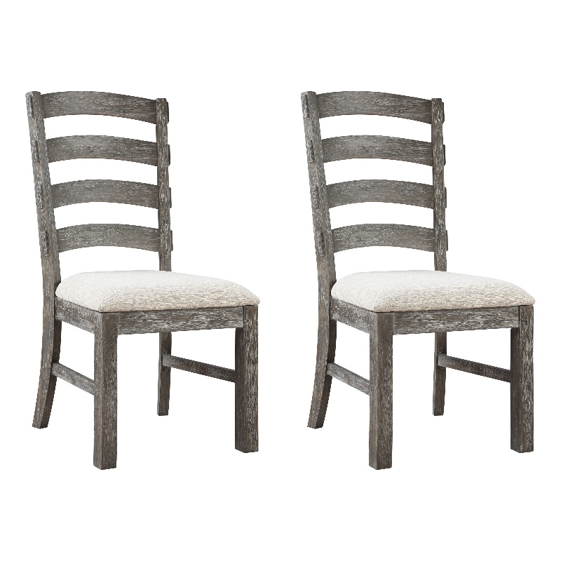 Pemberly Row Upholstered Ladder Back Dining Chairs (Set of 2) in Weathered Gray