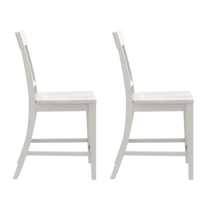Pemberly Row Slat Back Counter Stools with Metal Kick Plate (Set of 2) in White