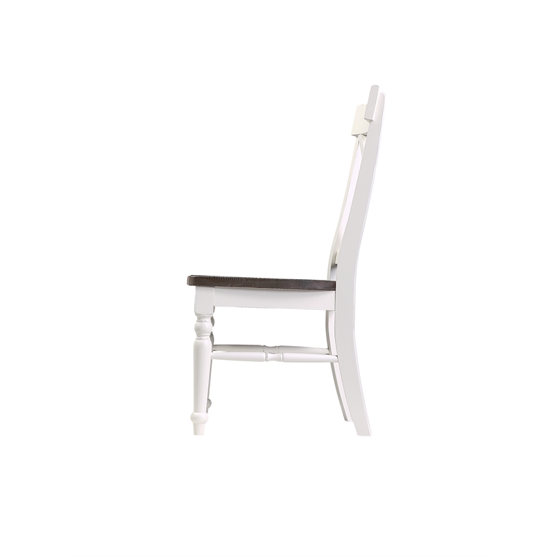 Pemberly Row Cross-Back Dining Chairs with Saddle Seats (Set of 2) - Brown/White