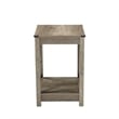 Pemberly Row End Table with Black Metal Cross-Bracing & Lower Shelf - Warm Beige