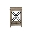 Pemberly Row End Table with Black Metal Cross-Bracing & Lower Shelf - Warm Beige