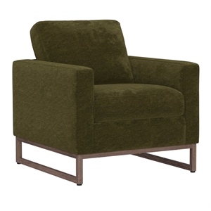 Pemberly Row 33&quot Accent Chair w/ Metal Sleigh Legs & Reversible Cushions - Green