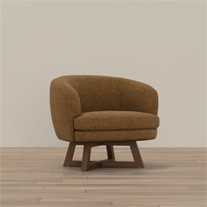Pemberly Row 33&quot Swivel Accent Chair with Pine Wood Base in Rust Brown
