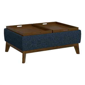 Pemberly Row 36&quot Reversible Tray Ottoman with Hidden Storage in Navy Blue