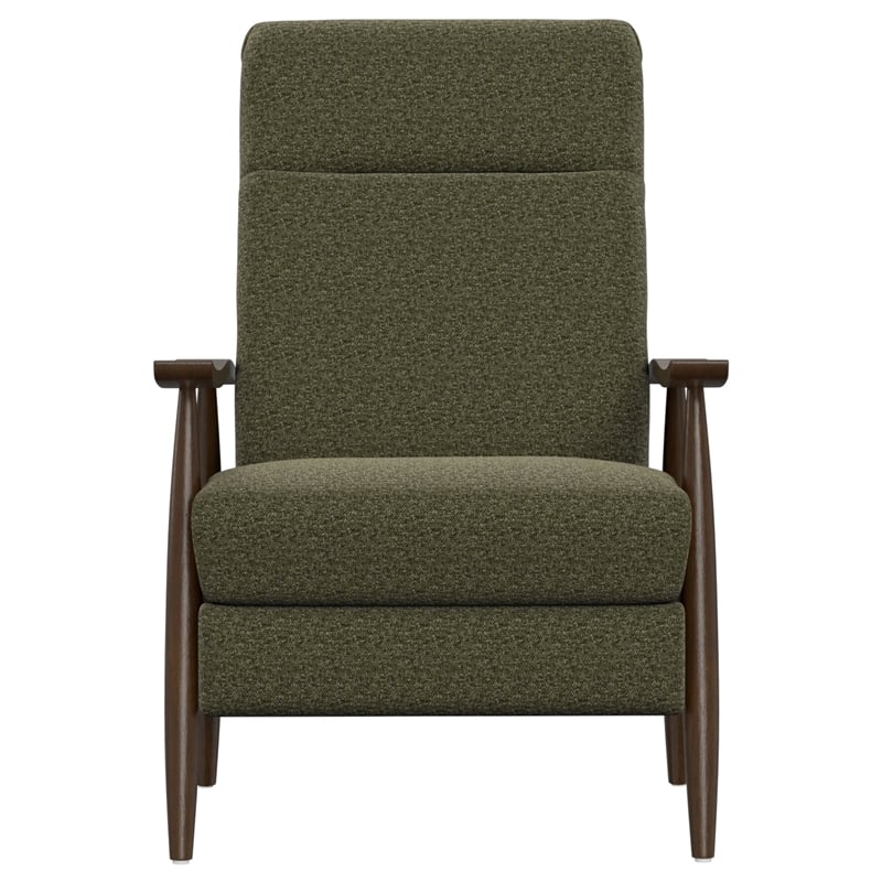 Pemberly Row Pushback Recliner with Solid Wood Arms in Dark Olive Green