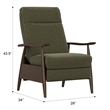 Pemberly Row Pushback Recliner with Solid Wood Arms in Dark Olive Green