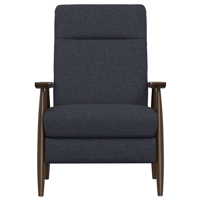 Pemberly Row Pushback Recliner with Solid Wood Arms & Warranty in Blue