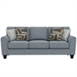 Pemberly Row Smooth Weave Sofa with Solid Wood Legs & Foam Cushions in Blue Tide
