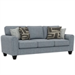 Pemberly Row Smooth Weave Sofa with Solid Wood Legs & Foam Cushions in Blue Tide
