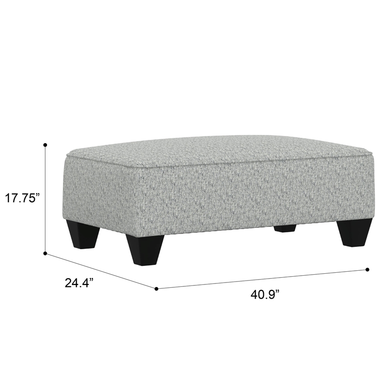 Pemberly Row Ottoman with Solid Wood Legs & Pocketed Coil Cushion in Gray