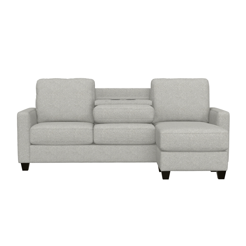 Pemberly Row Reconfigurable Chaise Sectional with USB Charging & Storage Ottoman