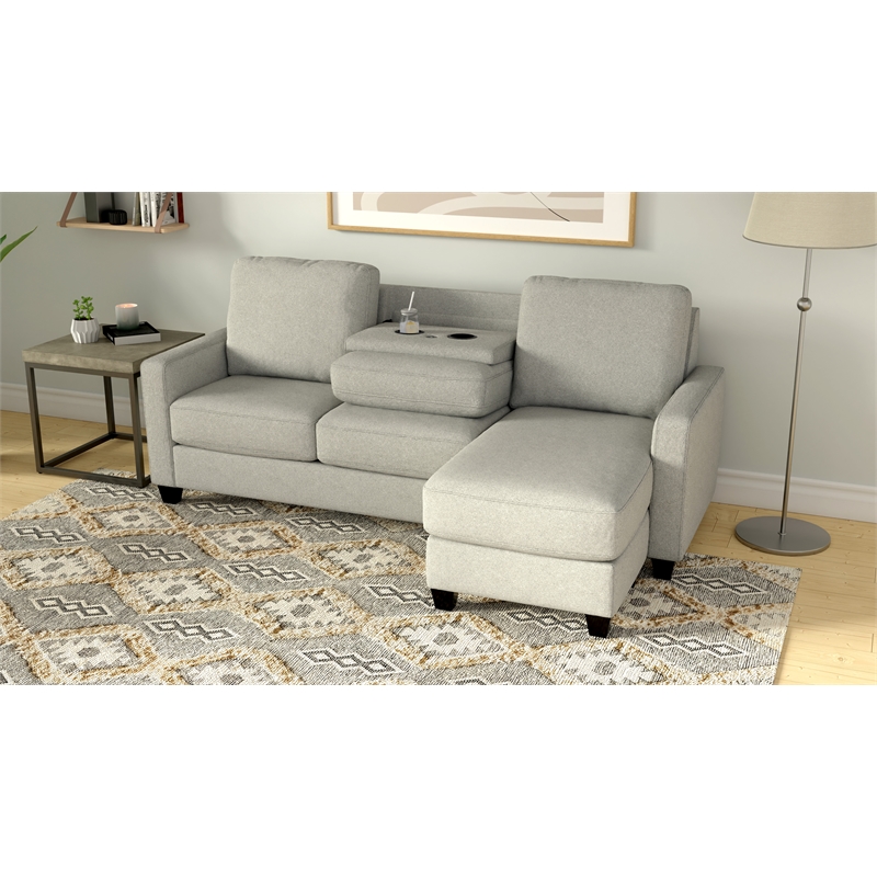 Pemberly Row Reconfigurable Chaise Sectional with USB Charging & Storage Ottoman