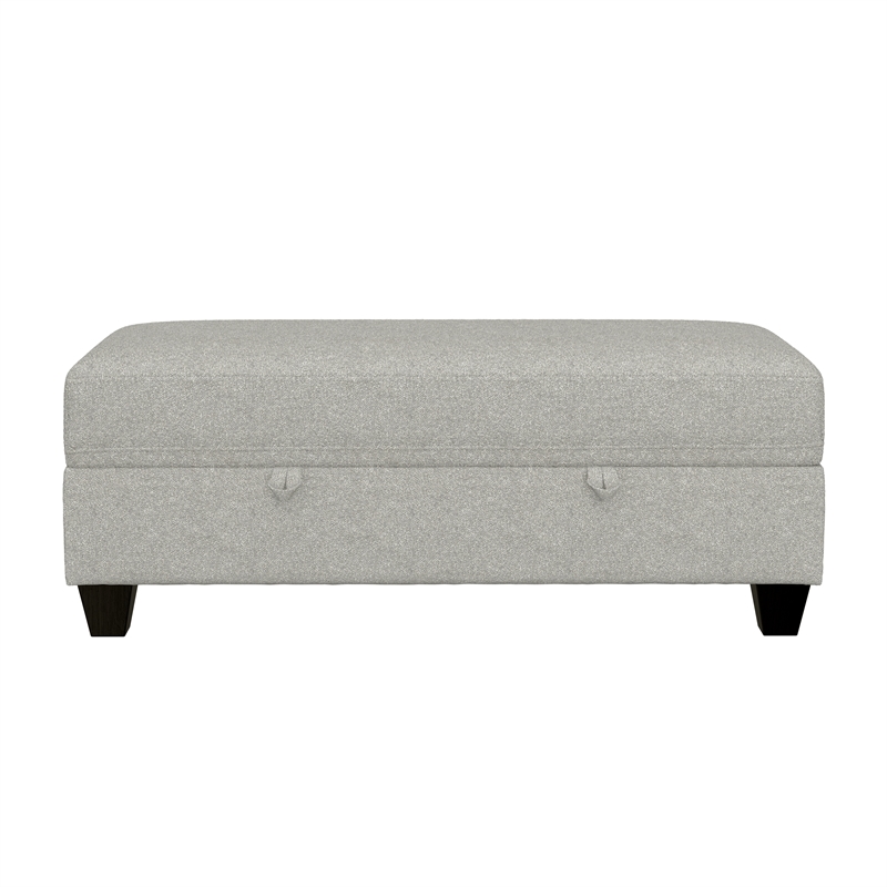 Pemberly Row Rectangular Fabric Storage Ottoman with Lift Top in Beige