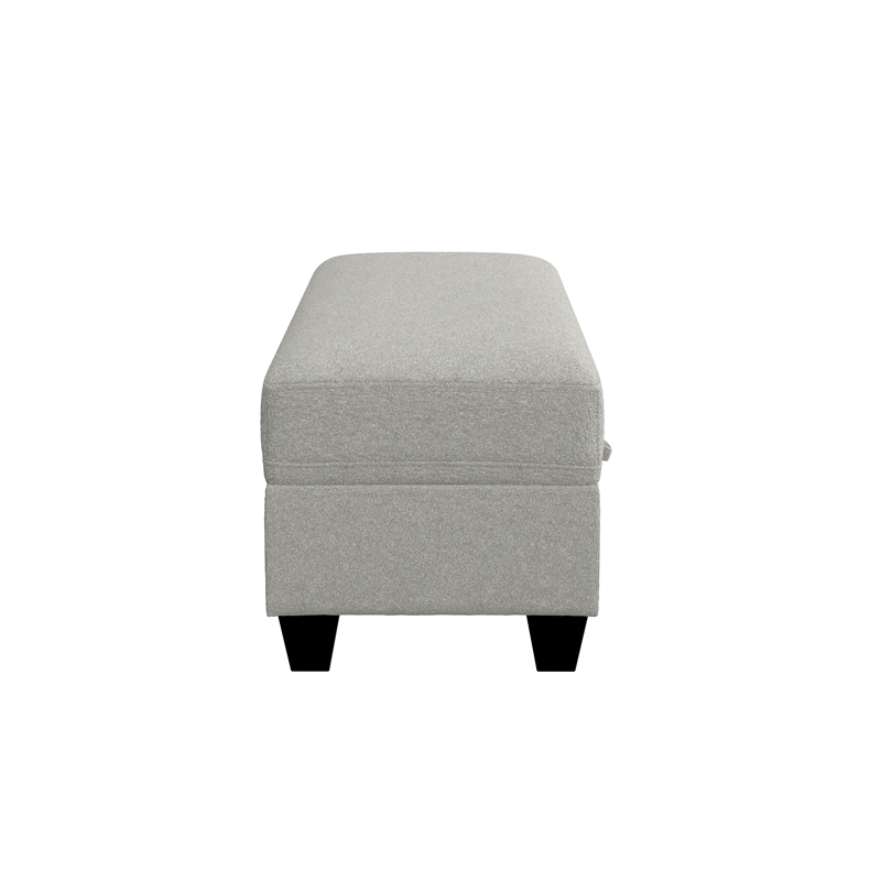 Pemberly Row Rectangular Fabric Storage Ottoman with Lift Top in Beige