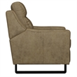 Pemberly Row Dual Power Leather Recliner with Metal Sleigh Legs in Brown