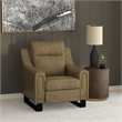 Pemberly Row Dual Power Leather Recliner with Metal Sleigh Legs in Brown