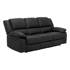 Pemberly Row 88&quot Reclining Sofa with Pillowtop Arms & Motion Levers in Black