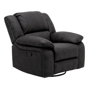 Pemberly Row 40&quot Black Swivel Gliding Recliner with Pillowtop Arms & Steel Frame