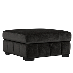 Pemberly Row 40&quot Fabric Storage Ottoman with Hidden Compartment in Black
