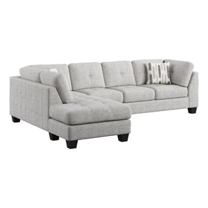 Pemberly Row Chaise Sectional with Pocketed Coils & Solid Wood Legs in Gray