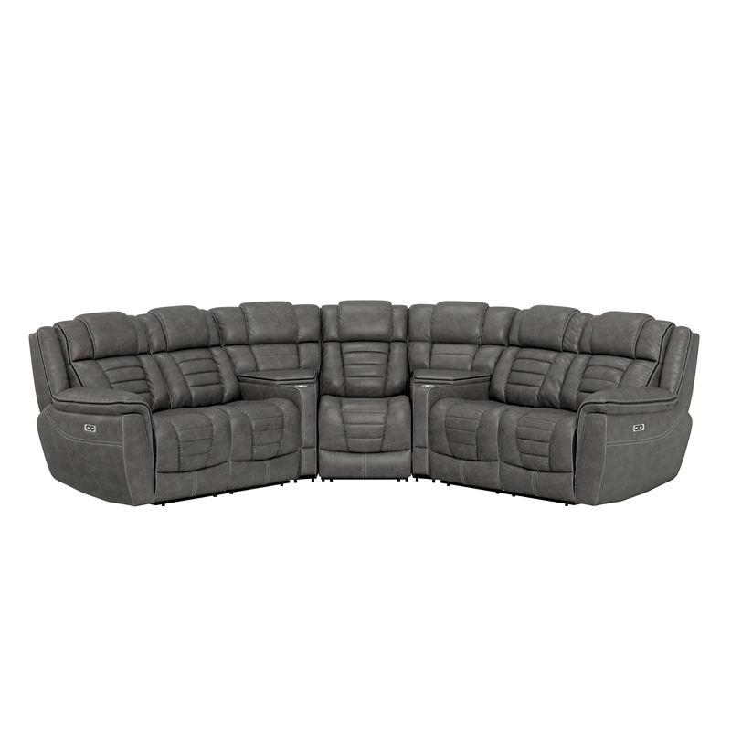 Pemberly Row 5-Pc Power Reclining Sectional with Console Storage & Cupholders