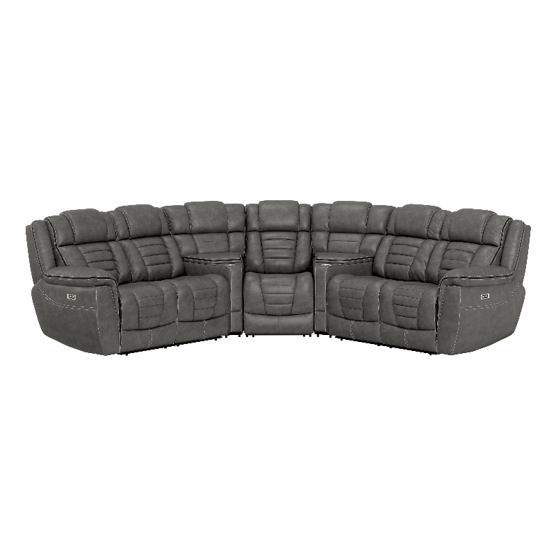 Pemberly Row 5-Pc Power Reclining Sectional with Console Storage & Cupholders