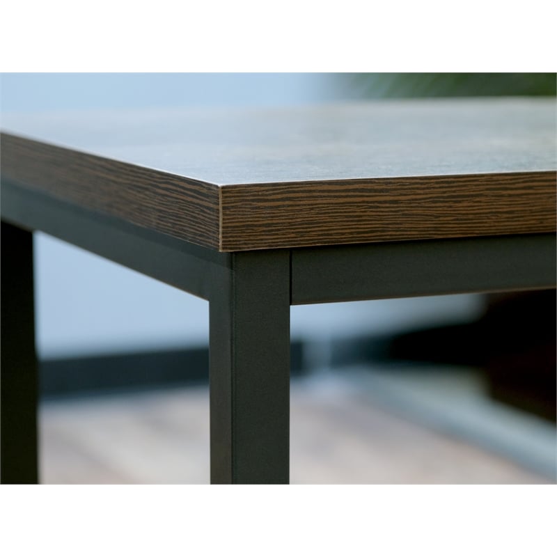 Pemberly Row Sofa Table with Lower Shelf & Floor Protectors in Brown/Black