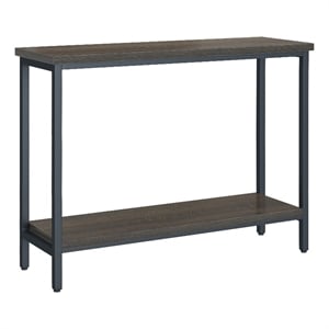Pemberly Row Sofa Table with Lower Shelf & Floor Protectors in Brown/Black