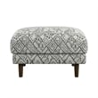 Pemberly Row Corduroy Ottoman with Web Suspension & Wood Legs - Black/White Boho
