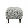 Pemberly Row Corduroy Ottoman with Web Suspension & Wood Legs - Black/White Boho