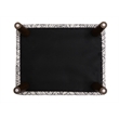 Pemberly Row Corduroy Ottoman with Web Suspension & Wood Legs - Black/White Boho