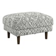 Pemberly Row Corduroy Ottoman with Web Suspension & Wood Legs - Black/White Boho