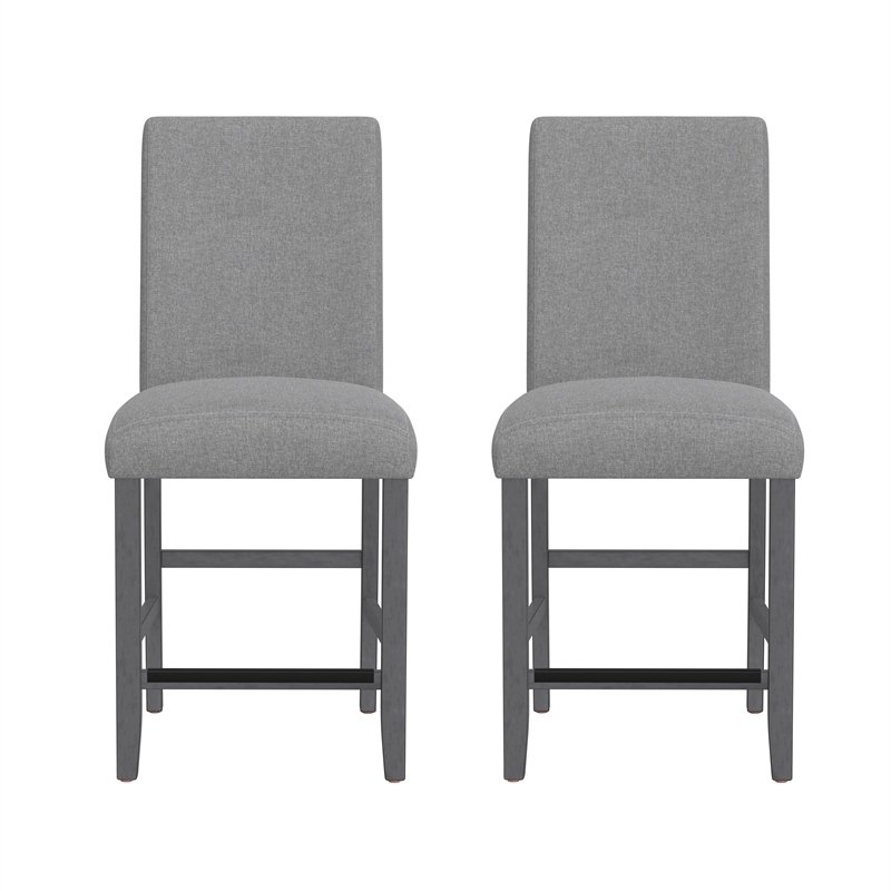 Pemberly Row 360-degree Swivel Barstools with Nailhead Trim (Set of 2) in Gray