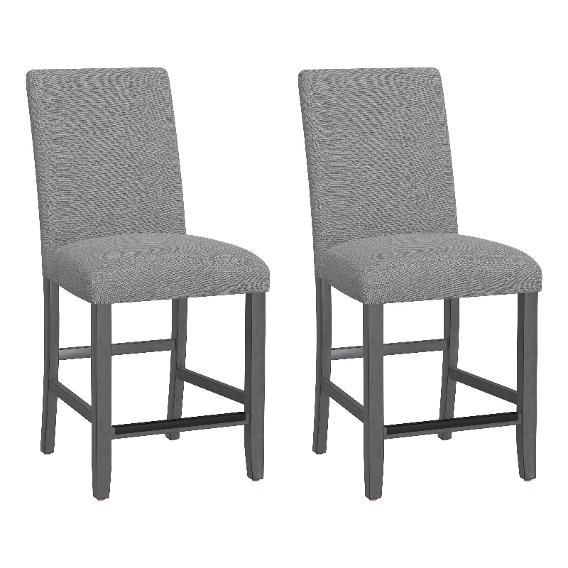 Pemberly Row 360-degree Swivel Barstools with Nailhead Trim (Set of 2) in Gray