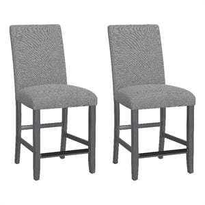 Pemberly Row 360-degree Swivel Barstools with Nailhead Trim (Set of 2) in Gray