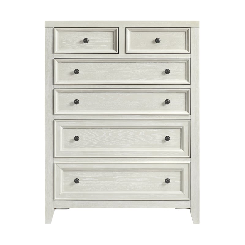 Pemberly Row Contemporary 39-inch 6-Drawer Chest in Whitewash