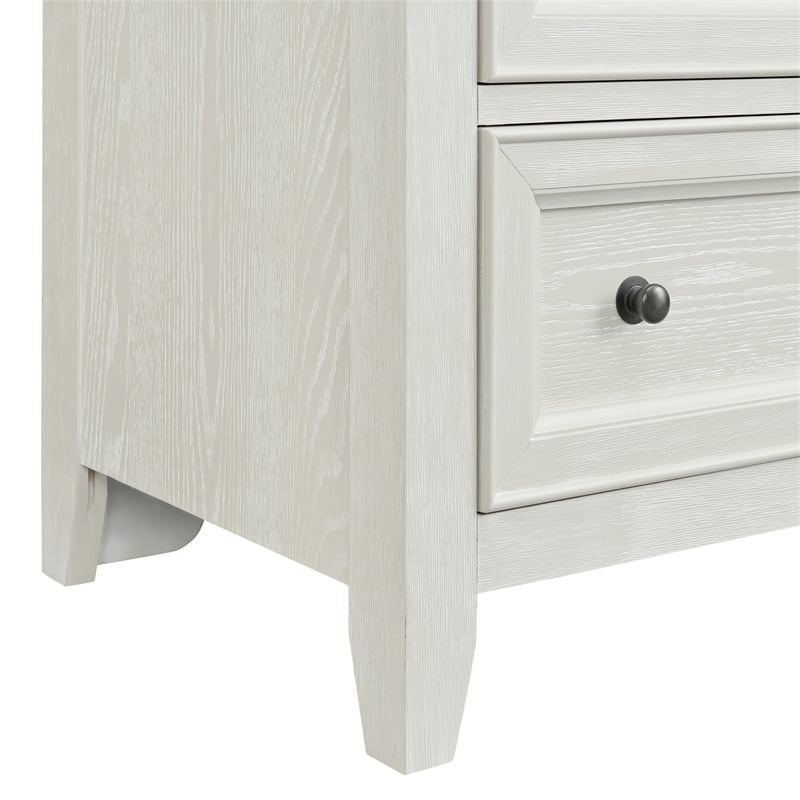 Pemberly Row Farmhouse 8-Drawer Dresser in Gypsum Whitewash Finish