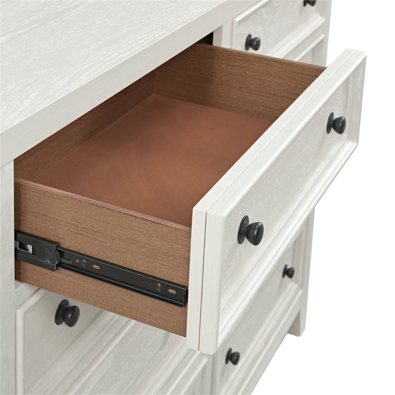 Pemberly Row Farmhouse 8-Drawer Dresser in Gypsum Whitewash Finish