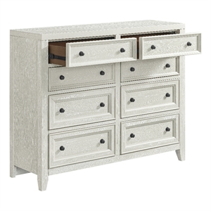Pemberly Row Farmhouse 8-Drawer Dresser in Gypsum Whitewash Finish