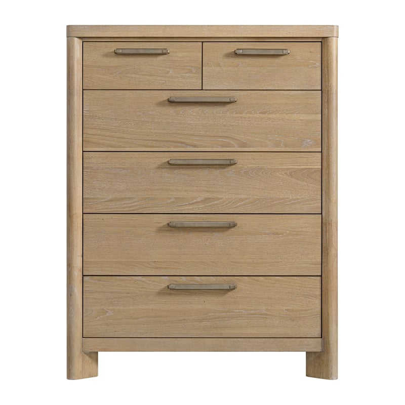 Pemberly Row Contemporary 40-inch Beige Solid Oak 6-Drawer Chest