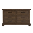 Pemberly Row Contemporary Brown Distressed Wood 6-Drawer Dresser