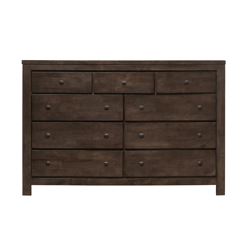 Pemberly Row Contemporary Brown Rustic Pine Wood 9-Drawer Dresser