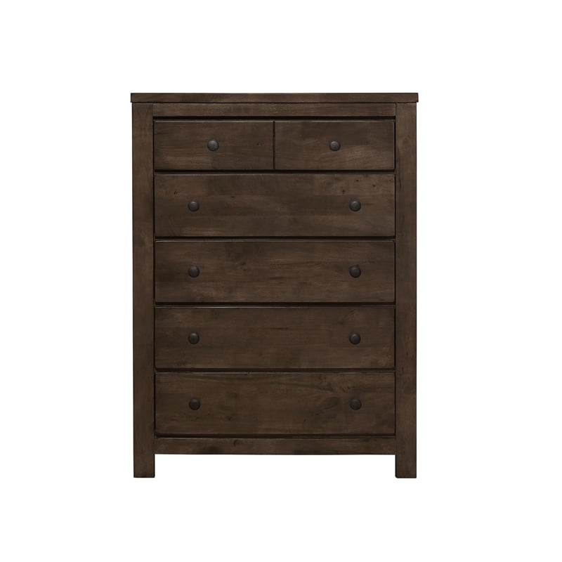 Pemberly Row Contemporary Brown Pine Wood Rustic 6-Drawer Chest
