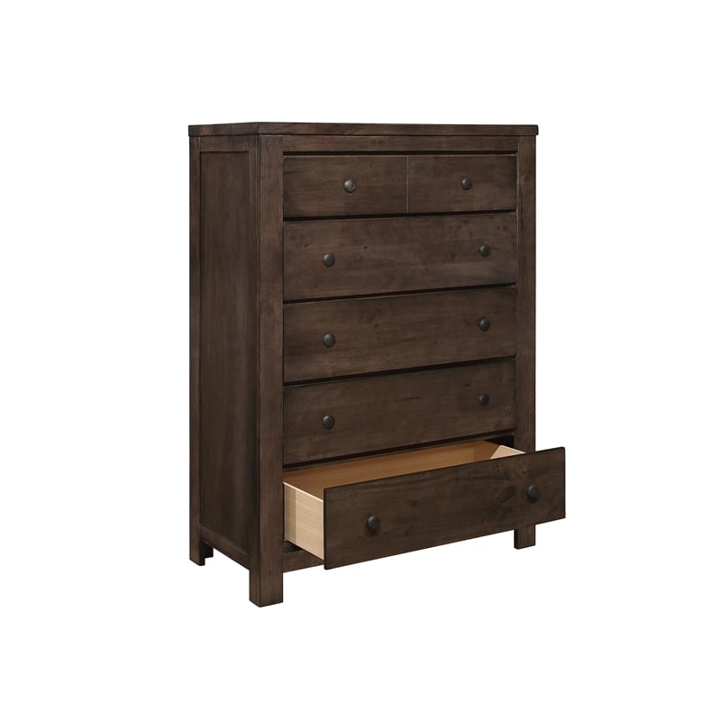 Pemberly Row Contemporary Brown Pine Wood Rustic 6-Drawer Chest